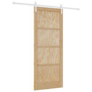 vidaXL Klizna vrata 86 x 211 cm Masivna borovina Prirodna i bijela