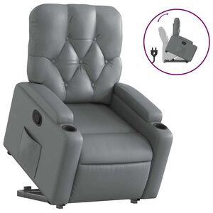 vidaXL Naslonjač na podizanje od umjetne kože siva