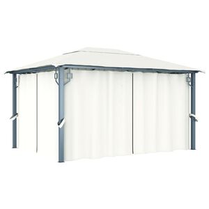 vidaXL Sjenica sa zastorom 400 x 300 cm krem aluminijum