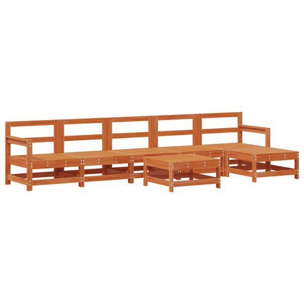 vidaXL Set lounge namje&scaron;taja za vrt 6 pcs Vosak Smeđa Masivna borovina
