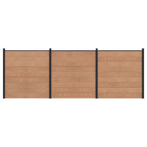 vidaXL Panel ograde 3 pcs WPC i aluminij Smeđa
