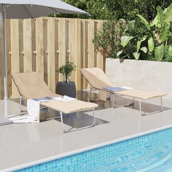 vidaXL Sklopiva ležaljka za sunčanje bež od tkanine