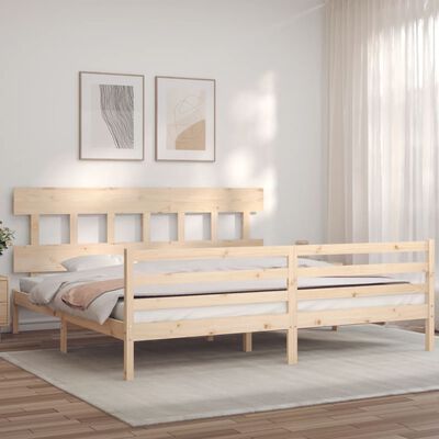 vidaXL Okvir kreveta s uzglavljem veliki bračni od masivnog drva