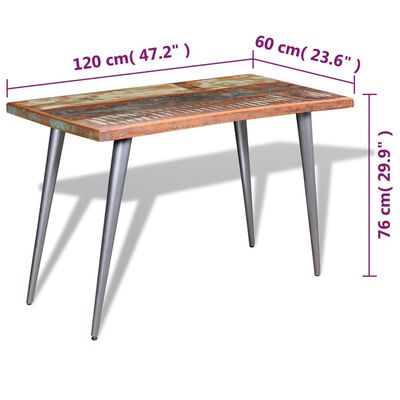 vidaXL Blagovaonski stol od masivnog obnovljrnog drva 120 x 60 x 76 cm