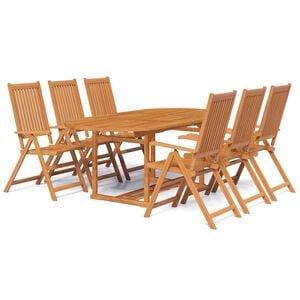 vidaXL 7-dijelni vrtni blagovaonski set od masivnog bagremovog drva 150-200 cm