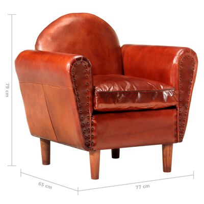 vidaXL Zaobljena fotelja od prave kože 77 x 65 x 79 cm smeđa