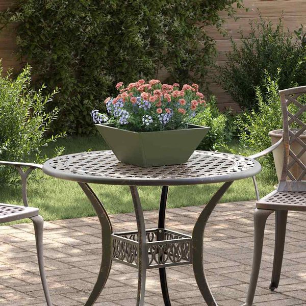 vidaXL Vrtna saksija Maslinasto zelena 35 x 35 x 15 cm Čelična vrata