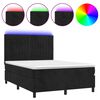 vidaXL Krevet box spring s madracem LED crni 140x190 cm bar&scaron;un