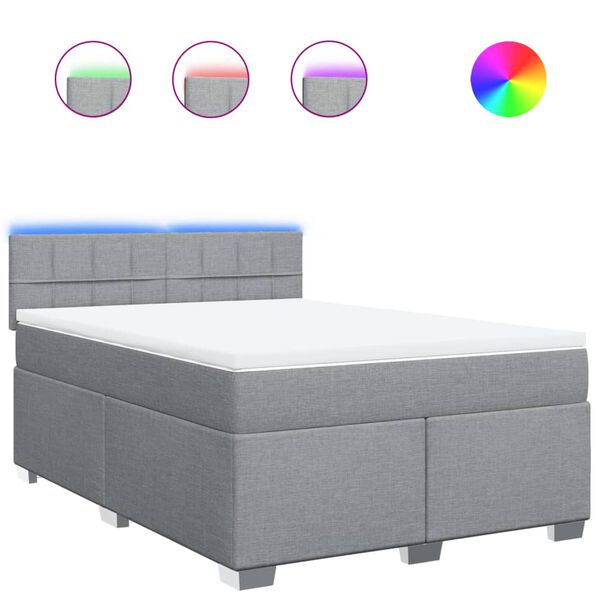 vidaXL Krevet box spring s madracem svjetlosivi 140x200 cm od tkanine
