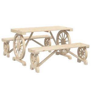 vidaXL 3-dijelni vrtni blagovaonski set od masivne jelovine