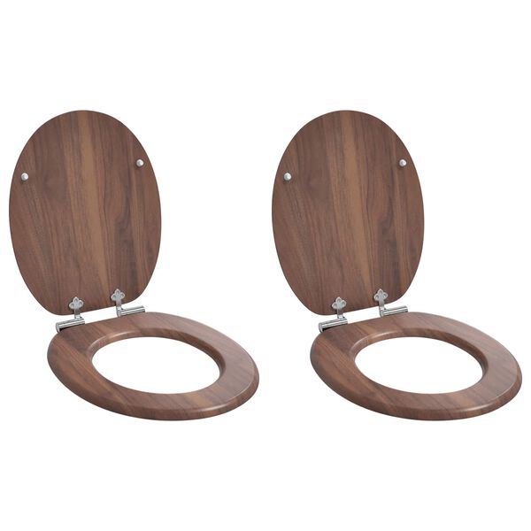 vidaXL WC daska 2 pcs Smeđa 44 x 38 cm MDF ploča