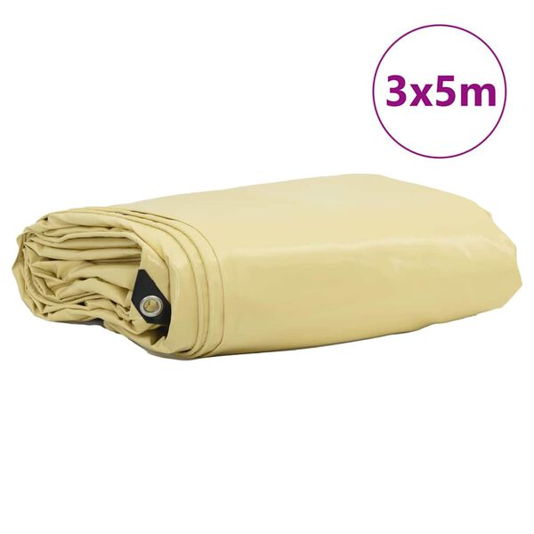 vidaXL Cerada 650g / m² Bež 3 x 5 m Platno s PVC premazom