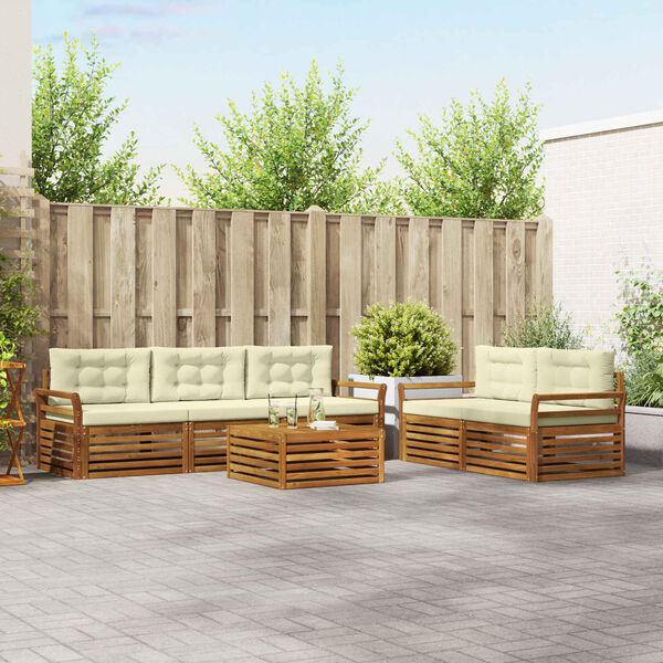 vidaXL Set vanjskih sofa s jastukom 6 pcs Prirodna i krem