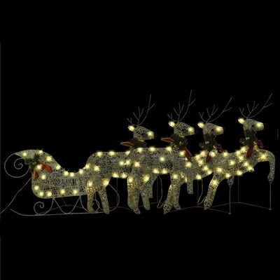 vidaXL Ukrasni božićni sobovi i saonice 100 LED žarulja vanjski zlatni