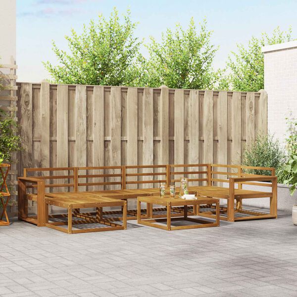 vidaXL Set vanjskih sofa 7 pcs Prirodna Čvrsto drvo akacije