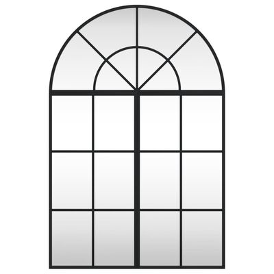 vidaXL Zidno ogledalo crno 60 x 90 cm lučno željezno