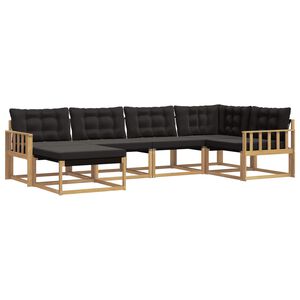 vidaXL Set vanjskih sofa 6 kom. Bijela i crna Čvrsto drvo akacije