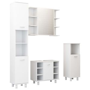 vidaXL 4-dijelni set kupaonskog namje&scaron;taja bijeli konstruirano drvo