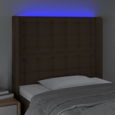 vidaXL LED uzglavlje tamnosmeđe 83x16x118/128 cm od tkanine