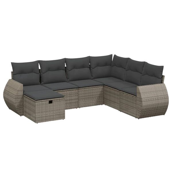 vidaXL 7-dijelni set vrtnih sofa sivi od poliratana