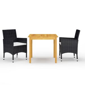 vidaXL 3-dijelni vrtni blagovaonski set crni