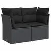 vidaXL Vrtna sofa s jastucima za 2 osobe, crna, poli ratan