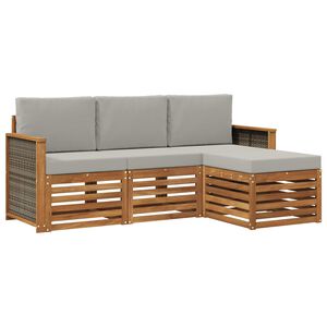 vidaXL Set vanjskih sofa 4 kom. Prirodna i svjetlosiva
