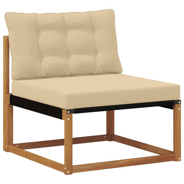 vidaXL Set vanjskih sofa 9 pcs Prirodna i bež Čvrsto drvo akacije