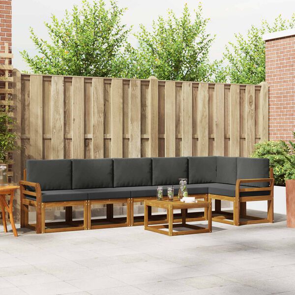 vidaXL Set vanjskih sofa s jastukom 7 pcs Prirodna i antracit