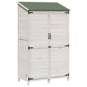 vidaXL Vrtna &Scaron;upa s krovom Bijela 106,5 x 56 x 176 cm Čvrsto drvo jele