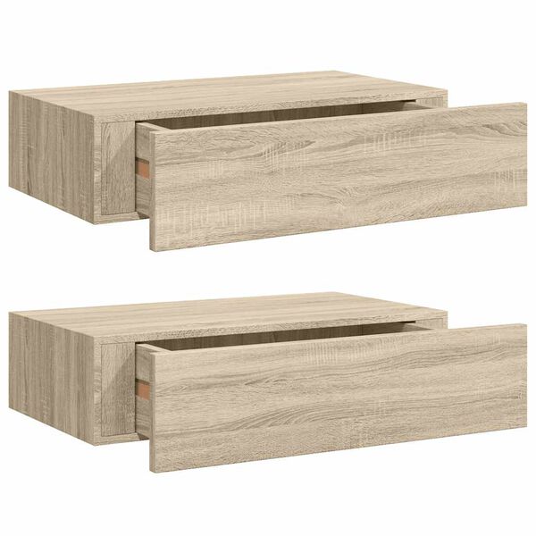 vidaXL Zidne police s ladicom 2 kom boja hrasta 40 x 23,5 x 10 cm MDF