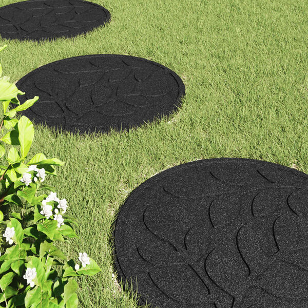 vidaXL Kamen za hodanje 6 pcs Crna &Oslash; 44 x 2 cm Guma