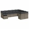 vidaXL 10-dijelni set vrtnih sofa od poliratana s jastucima sivi