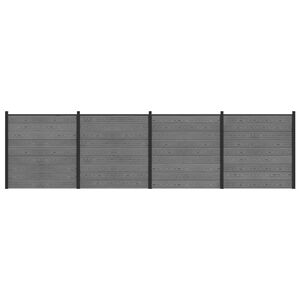 vidaXL Set ograde 699 x 186 cm WPC i aluminij Siva