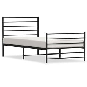 vidaXL Metalni okvir kreveta uzglavlje i podnožje crni 80x200 cm