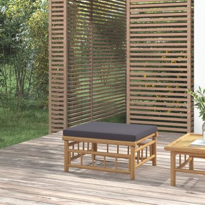 vidaXL Vrtni tabure od bambusa s tamnosivim jastukom