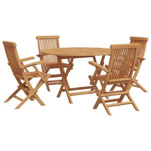 vidaXL Vrtni set za objed 5 pcs Smeđa Čvrsto teak drvo