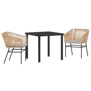 vidaXL Vrtni set za objed 3 pcs Smeđa Čelik s prahom premazan