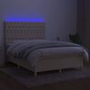 vidaXL Krevet box spring s madracem LED krem 140x190 cm od tkanine