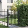 vidaXL Jednostruka vrata za ogradu s lučnim vrhom čelična 1x1,2 m crna