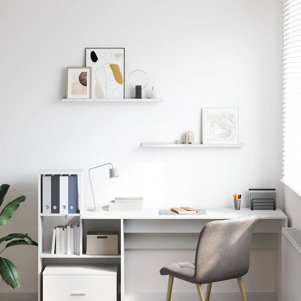 vidaXL Polica na zidu s policom 2 pcs Bijeli mramor 80 x 9 x 3 cm