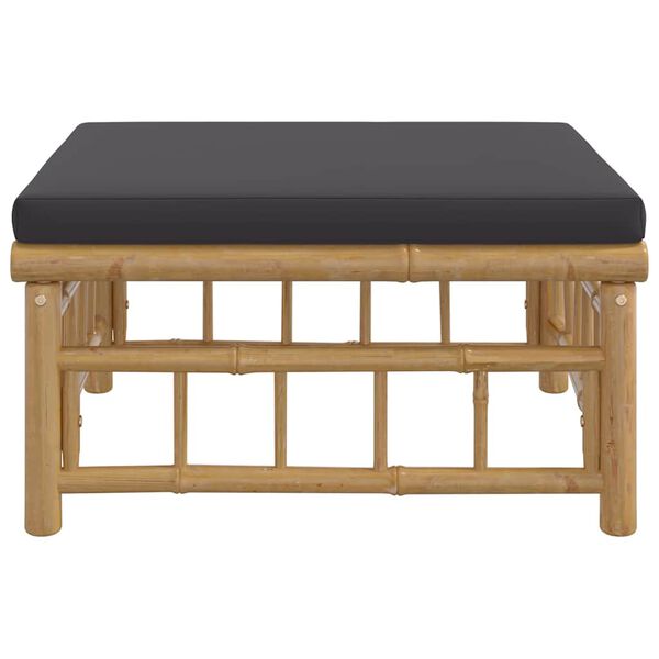 vidaXL Vrtni tabure od bambusa s tamnosivim jastukom