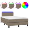 vidaXL Krevet s oprugama i madracem LED smeđesivi 120x190cm od tkanine