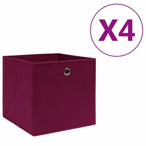 vidaXL Kutije za pohranu od netkane tkanine 4 kom 28x28x28 cm crvene