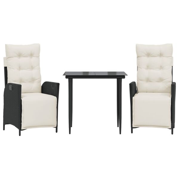 vidaXL 5-dijelni vrtni blagovaonski set s jastucima od poliratana crni