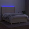 vidaXL Krevet box spring s madracem LED krem 140x200 cm od tkanine