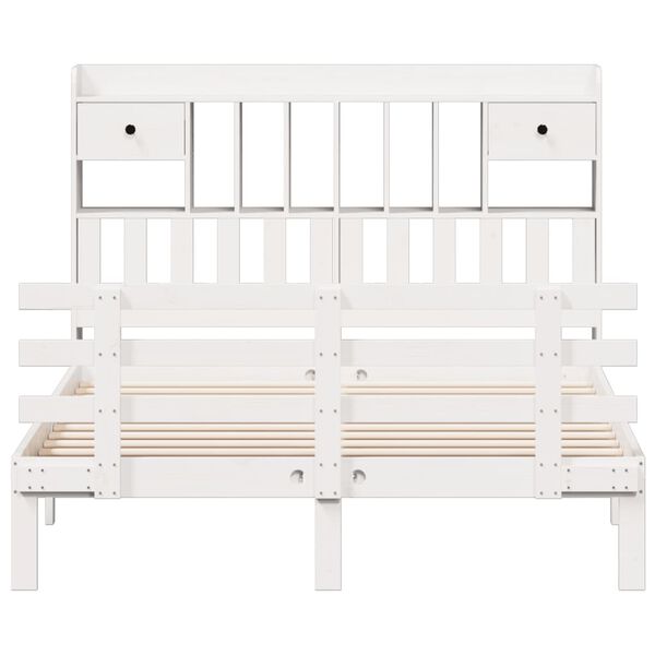vidaXL Krevet s regalom z knjige bez madraca bijeli 140x190cm borovina