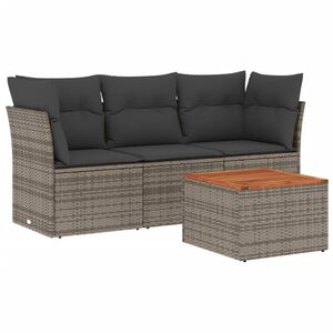 vidaXL 4-dijelni set vrtnih sofa od poliratana s jastucima sivi