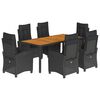 vidaXL 7-dijelni vrtni blagovaonski set s jastucima crni od poliratana