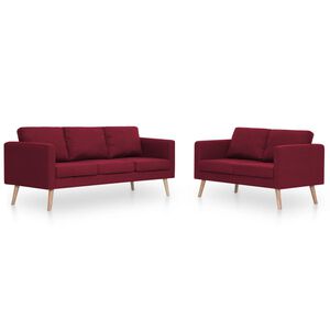 vidaXL 2-dijelni set sofa od tkanine crvena boja vina